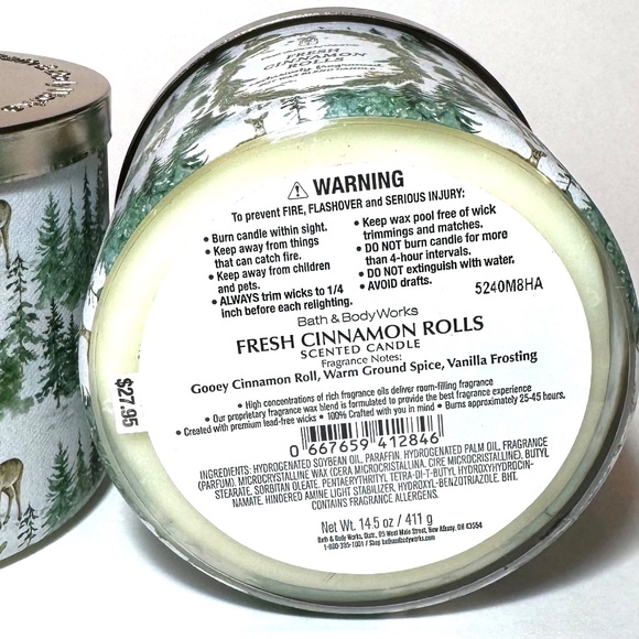 FRESH CINNAMON ROLLS 3 Wick Candle - Picture 3 of 3